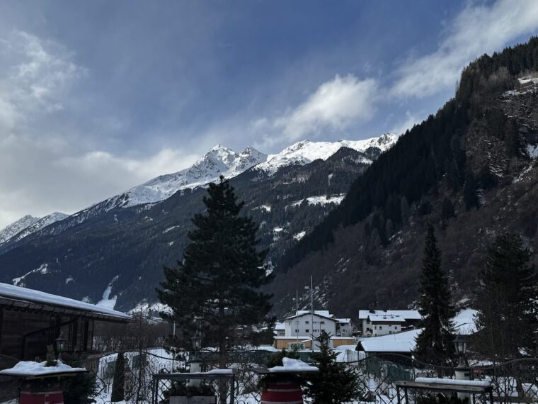 View of the surrounding mountains from the Jagdhof Hotel Terrace