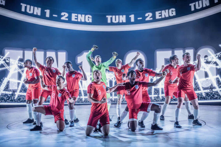 NT Dear England, euphoric England team celebrates winning penalty shoot out. Photo by Marc Brenner.