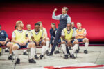 NT Dear England, Gwilym Lee as Gareth Southgate rallying the team whilst training. Photo by Marc Brenner.