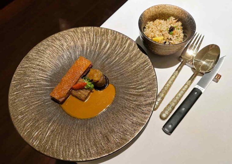 KHAAN fine dining restaurant Bangkok Khao Yai duck, paka-um-pun rice, five spice curry 