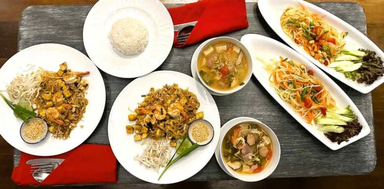 NH Collection Samui Peace Resort cooking class taught us three dishes - green papaya salad, Tom Yum Goong and Phad Thai Goong