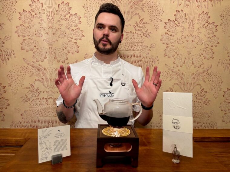 Restaurant Interlude chef with celeriac tea