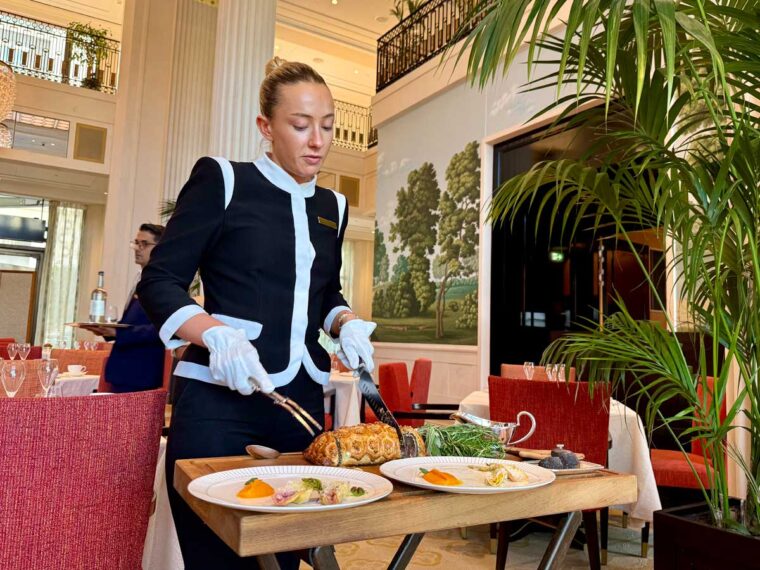 Serving the Beef Wellington at the Peninsula Hotel