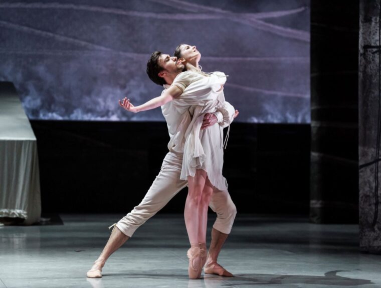 Rochester and Jane dance together after Jane saves him from the fire in his room, he lifts her up and she opens out her arms, Credit, Tristram Kenton