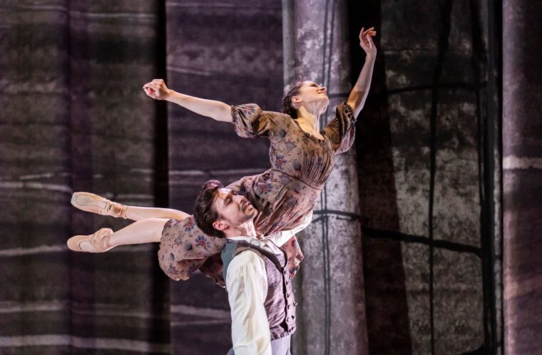 Rochester holds Jane over his head in a lift, Credit, Tristram Kenton