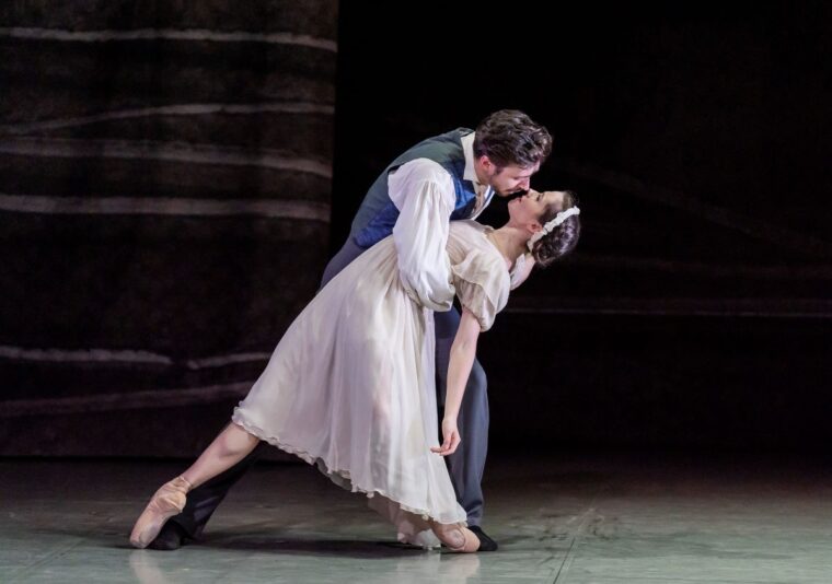 Rochester dips Jane in an intimate moment, she wears her wedding dress, Credit, Tristram Kenton