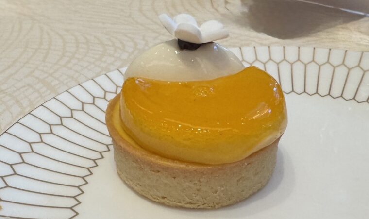 Mango, coconut & passionfruit tart Peninsula London Afternoon Tea