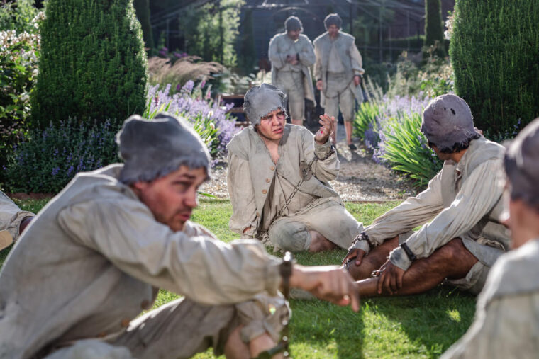 Prisoners on stage in Fidelio Garsington 2025