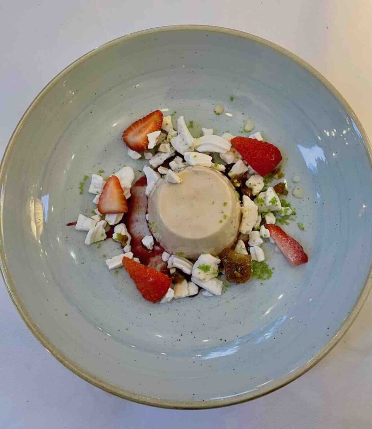 The English country garden terrace at The Royal Horseguards Hotel - traditional rice pudding