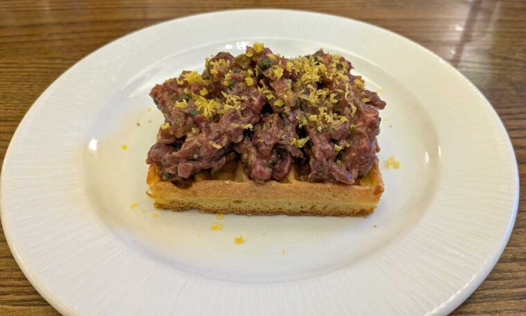 steak tartare at Silva for Sicilian wines