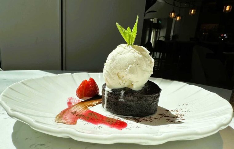 Adeline at The Memoir Club chocolate fondant with vanilla fondant