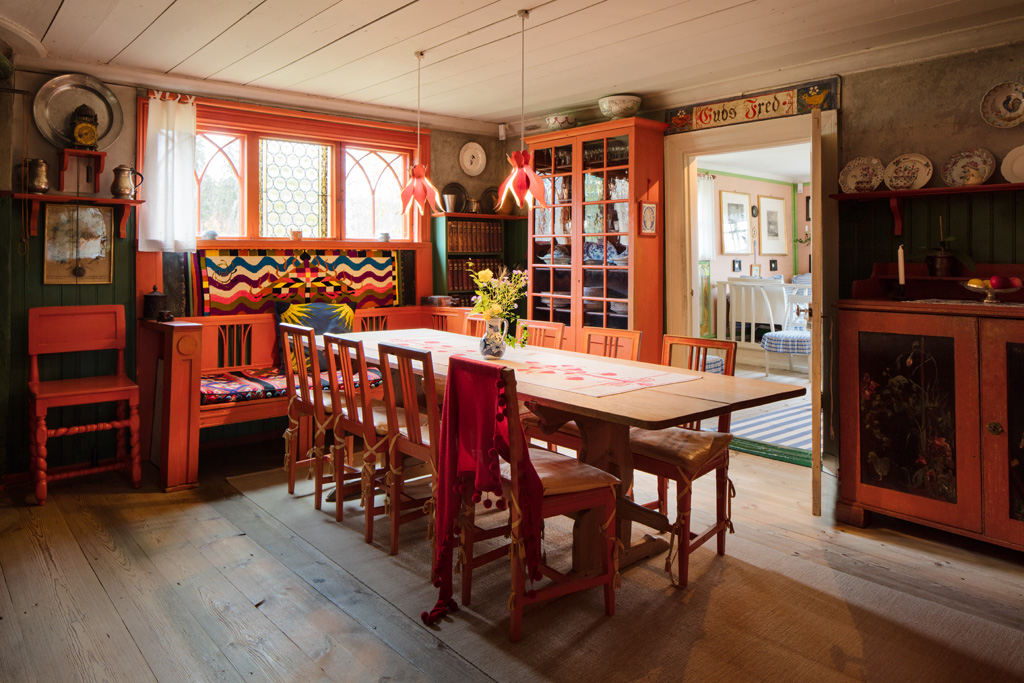 The kitchen of Carl and Karin Larsson's house in Dalarna Sweden showing Karin's geometric design