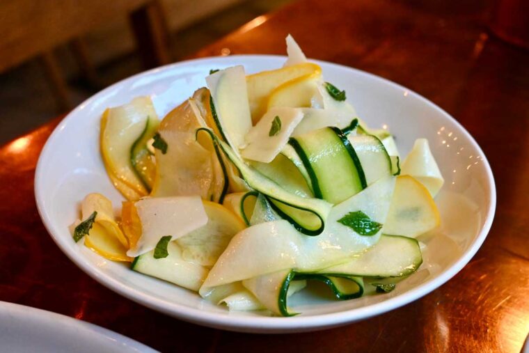 A delicate side dish of courgettes at Fire & Wine