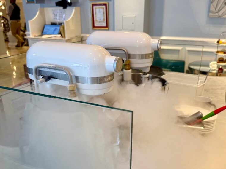 Ice cream making at Science afternoon tea experiments at The Ampersand Hotel 