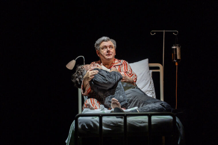 Michael Sheen (Aneurin Bevan) and Rhodri Meilir (David Bevan) in Nye at the National Theatre. Photographer Johan Persson 58679