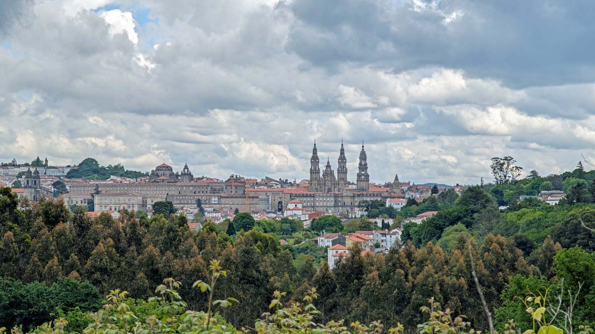 View to Santiago de Compostela from the hike