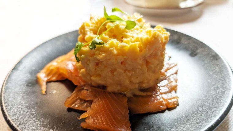 Scrambled eggs and smoked salmon - Hintlesham Hall
