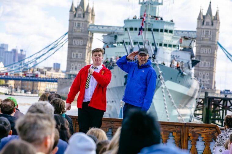 Billy & his tecaher - aboard Horrible Histories Terrible Thames