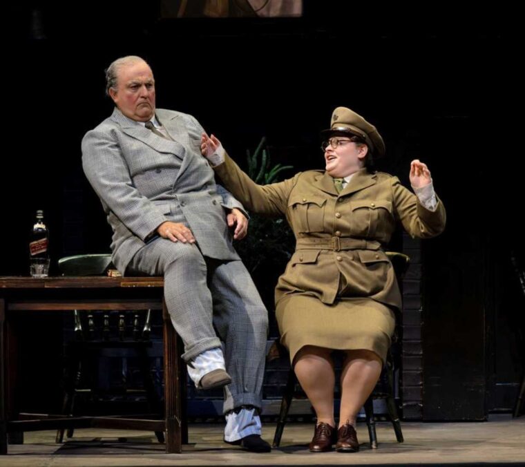 Renato Girolami as Falstaff and Valentina Pernaozzoli as Mistress Quickly in Verdi's Falstaff at Glyndbourne