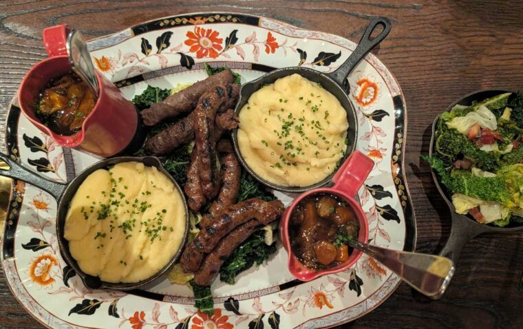 Jugged Hare and house made muntjac sausages at the Jugged hare