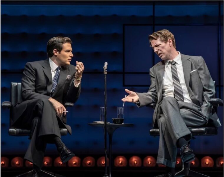 Ben Rappaport as Jack Paar, Sean Hays Oscar Levant c Johan Persson
