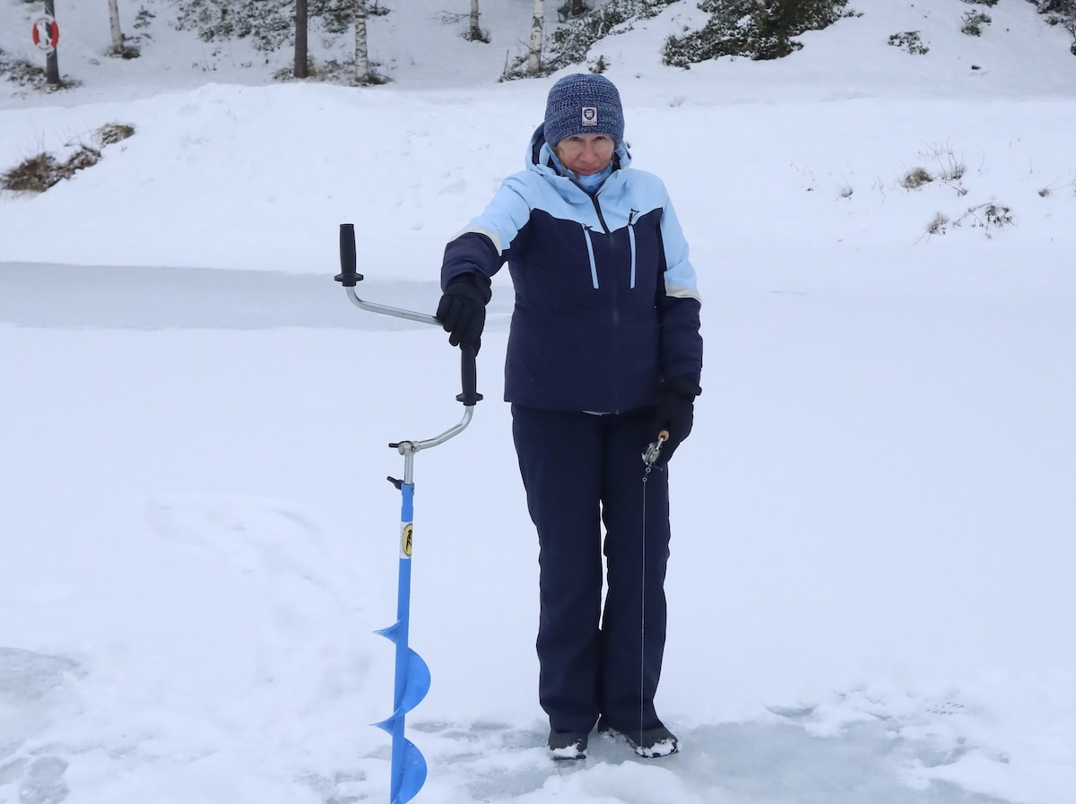 Out on the ice with the lce drill