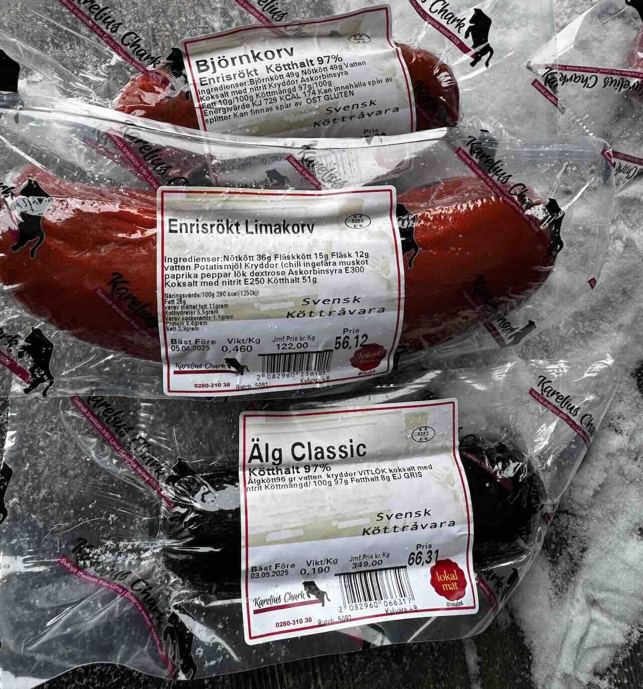 Locally produced speciality sausages S&auml;len