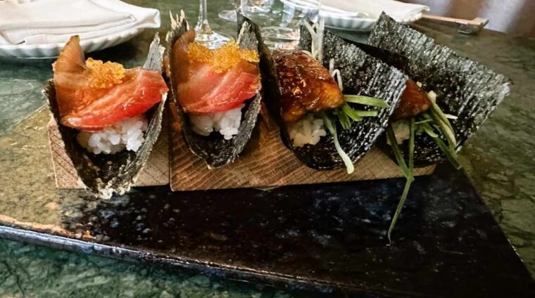 The FUji Grill temaki - wild unagi and otoro