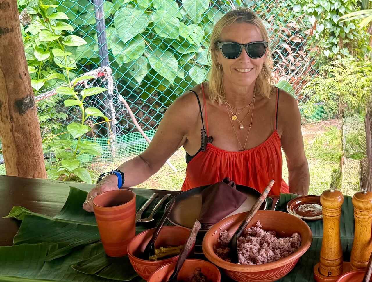 Dining in Mama's kitchen