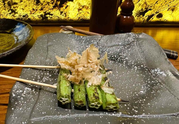 Junsei okra skewer