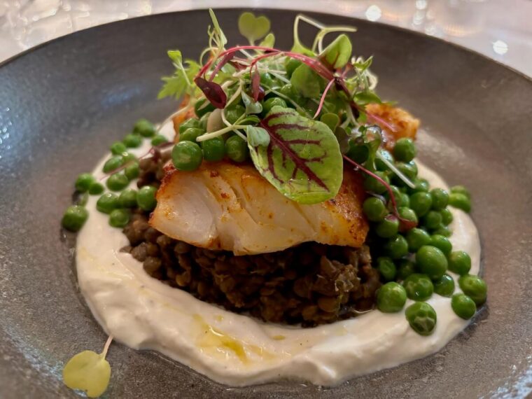 Rottura cod with lentils