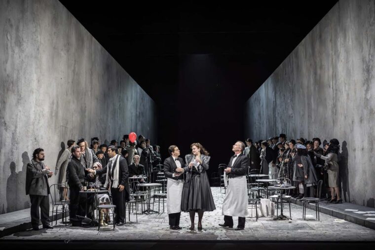 La boheme by Puccini at Glyndebourne, Autumn Season 2025.
Director Floris Visser, Revival Director Rachael Hewer.
Set Designer Dieweke van Reij.
Rodolfo - Andres Agudelo, Mimi - Aida Pacu, Marcello - Aksel Daveyan, Musetta - Camilla Harris.