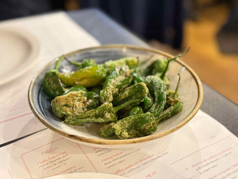 Padrón peppers served at London tapas restaurant El Pirata of Mayfair
