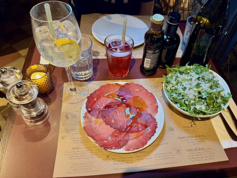 Bresaola with rocket and parmesan salad