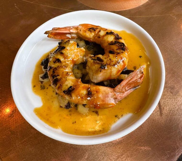 Fire and Wine small plate of Tiger prawns, lemongrass and chilli