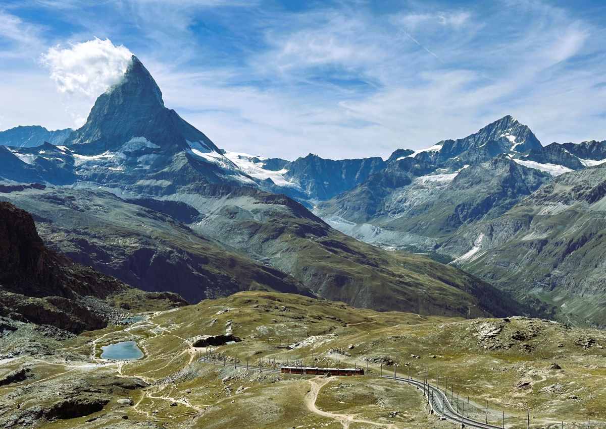 Matterhorn and Raffelsee can be viewed from the Gornergrat Bahn railway from Zermatt
