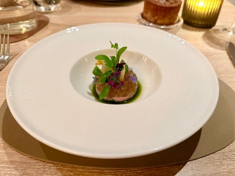Chicken liver parfait at 74 Charlotte Street