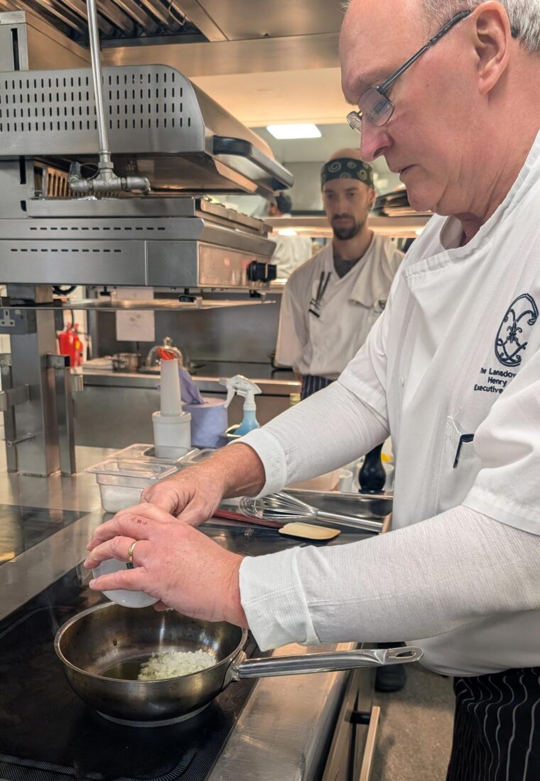 Learning how to make risotto with Henry Brosi at the Lansdowne Club