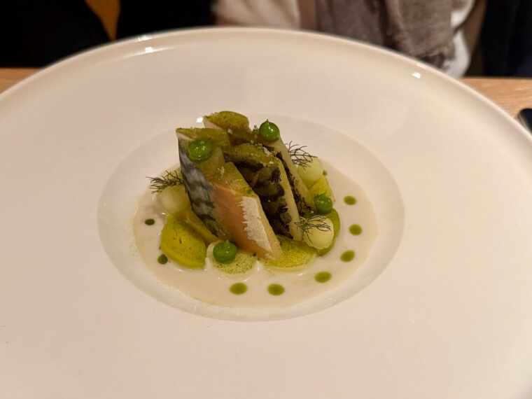 Mackerel & leeks at 74 Charlotte Street