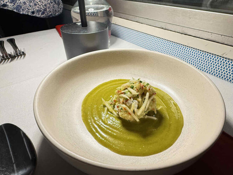 Ceviche of hake and prawns in tomatillo leche de tigre - served at Supperclub.tube Walthamstow