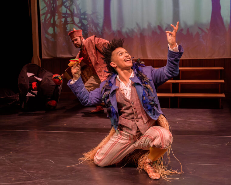 Protein, the Magic Flute. In the foreground Papageno, in the background Tamino
