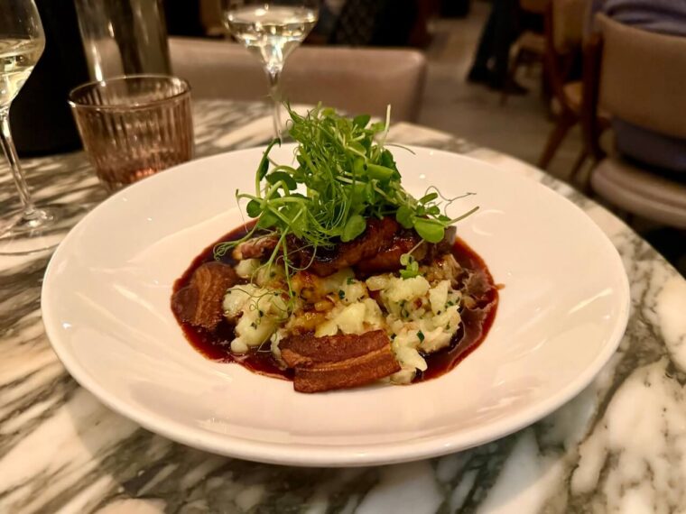 Calf's liver on a plate at Sam’s Riverside