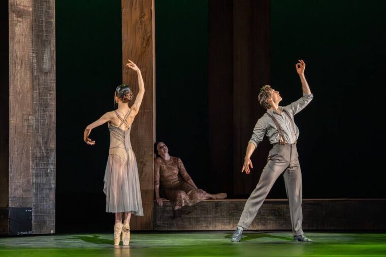 Sae Maeda as Young Clarissa, Natalia Osipova as Virginia Woolf and William Bracewell as Peter in Wayne McGregor's I Now, I Then in Woolf Works