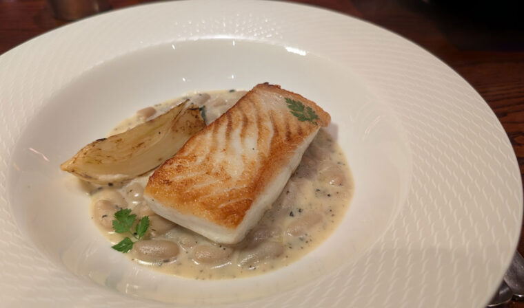 Roast halibut with cannellini beans