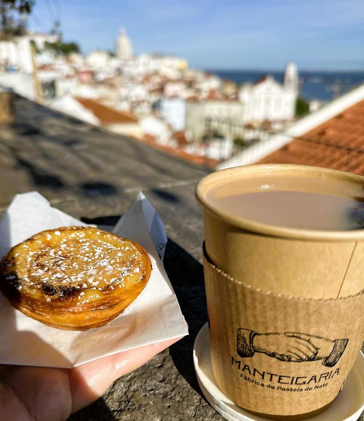 Mateigaria is a chain of bakeries that supplies pasteis de nata. Best eaten with a view.