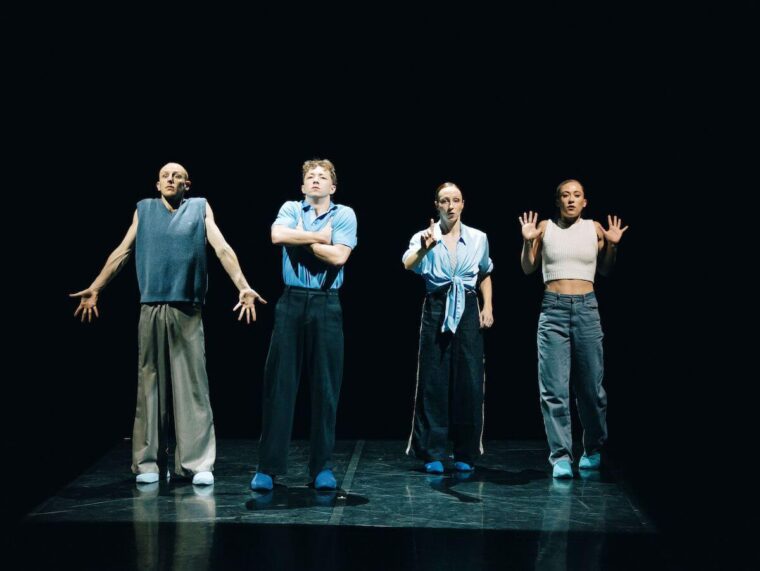 Yorke Dance Project - Modern Milestones - CAST [x], dancers l-r  Francis Thomas, Harry Wilson, Eileih Muir, Carina Howard, photo Jimmy Parratt.jpeg