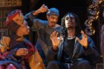 Aminita Francis as SK Good, Imani Yahshua as SK Evil and Jayden Elijah as Deep in Deep Azure at Shakespeare's Globe. Image credit: Sam Taylor
