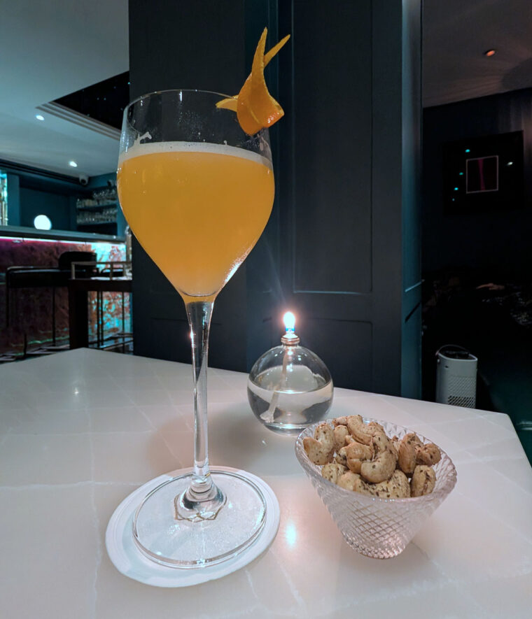 Blood orange martini at the Capital Hotel Bar