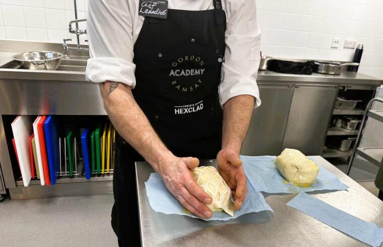 Gordon Ramsay Academy Beef Wellington course pastry rolled