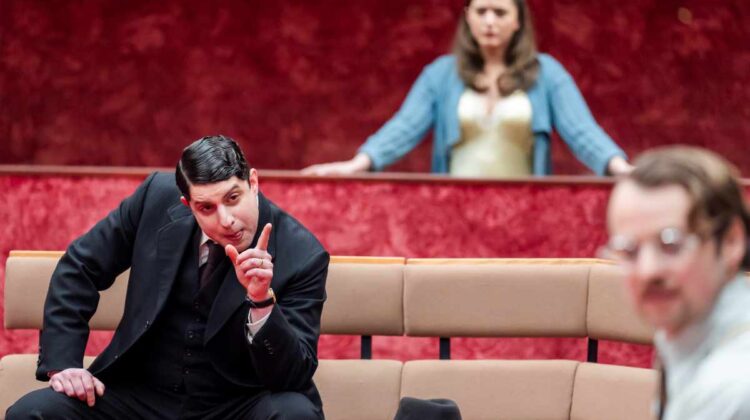 1. Eli Gelb, Pearl Chanda and Alex Waldmann in Broken Glass at the Young Vic (c) Tristram Kenton